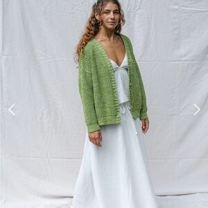 Indigo Luna 100% Cotton Button Cardigan Sweater | Kiwi Green | Size l/xl